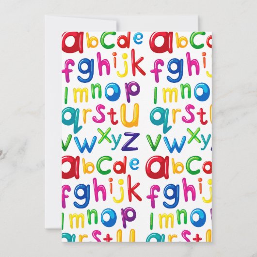 Invitation d'anniversaire d'alphabet (Dos)
