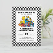 Invitation d'anniversaire damier de Rue Sésame (Debout devant)