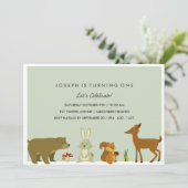 Invitation d'anniversaire d'amis de région boisée (Debout devant)