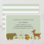 Invitation d'anniversaire d'amis de région boisée (Devant / Derrière)