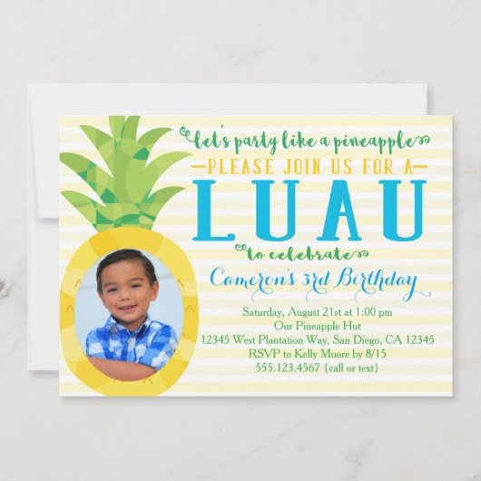 Invitation d'anniversaire d'ananas de Luau de (Devant)