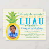 Invitation d'anniversaire d'ananas de Luau de (Devant / Derrière)