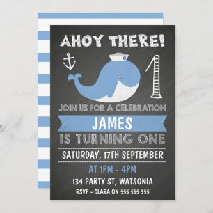 Invitation d'anniversaire d'Ancre de baleine de
