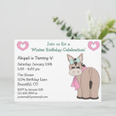 Invitation d'anniversaire d'âne d'hiver pour les f (Debout devant)