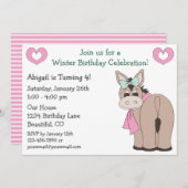 Invitation d'anniversaire d'âne d'hiver pour les f (Devant / Derrière)