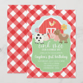 Invitation d'anniversaire d'animal de ferme à carr (Devant / Derrière)