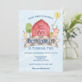 invitation d'anniversaire d'animal de ferme, ANIMA (Debout devant)