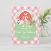 Invitation d'anniversaire d'animal de ferme avec c (Debout devant)