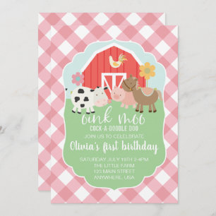 Invitation d'anniversaire d'animal de ferme avec p