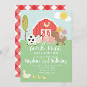 Invitation d'anniversaire d'animal de ferme avec p