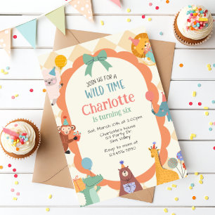 Invitation d'anniversaire d'animal de jungle Ani
