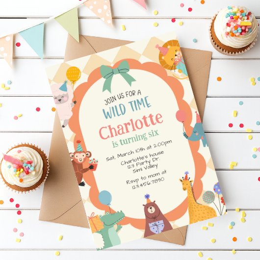 Invitation d'anniversaire d'animal de jungle | Ani