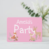 Invitation d'anniversaire d'animal de la forêt ros (Debout devant)