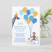 Invitation d'anniversaire d'animal de zoo (Debout devant)