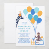 Invitation d'anniversaire d'animal de zoo (Devant / Derrière)