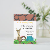 Invitation d'anniversaire d'animal de zoo (Debout devant)