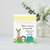 Invitation d'anniversaire d'animal de zoo (Debout devant)