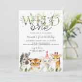 Invitation d'anniversaire d'animal de zoo Wild One (Debout devant)