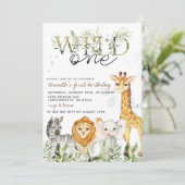 Invitation d'anniversaire d'animal de zoo Wild One (Debout devant)