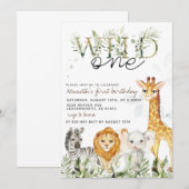 Invitation d'anniversaire d'animal de zoo Wild One (Devant / Derrière)