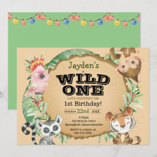 Invitation d'anniversaire d'animal exotique sauvag