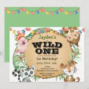 Invitation d'anniversaire d'animal exotique sauvag