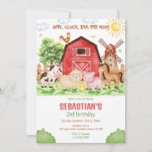 Invitation d'anniversaire d'animaux de basse-cour (Devant)