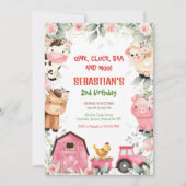 Invitation d'anniversaire d'animaux de basse-cour  (Devant)