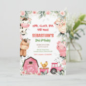 Invitation d'anniversaire d'animaux de basse-cour  (Debout devant)