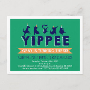 Invitation d'anniversaire d'animaux de fête