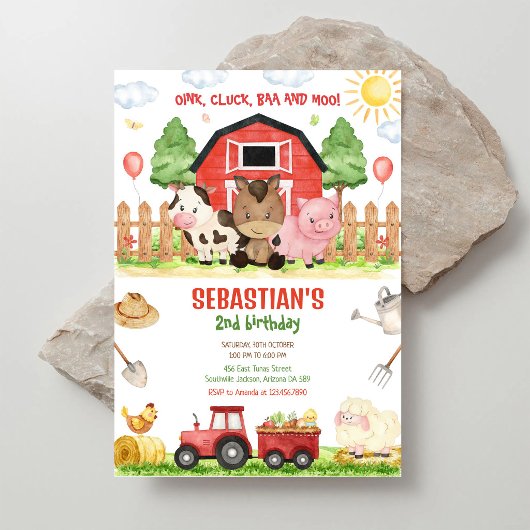 Invitation d'anniversaire d'animaux de la cour de