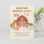 Invitation d'anniversaire d'animaux de la ferme (Debout devant)