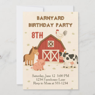 Invitation d'anniversaire d'animaux de la ferme