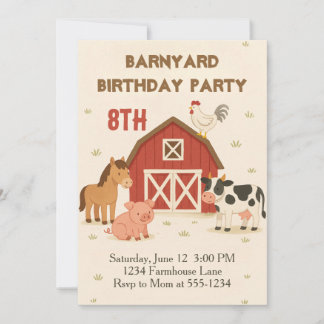 Invitation d'anniversaire d'animaux de la ferme