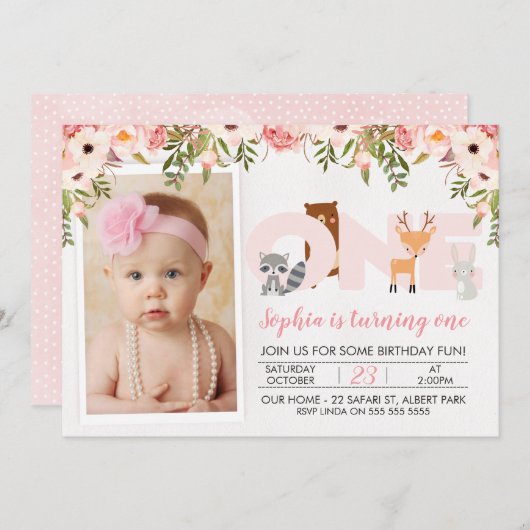 Invitation d'anniversaire d'animaux de région (Devant / Derrière)