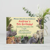 Invitation d'anniversaire d'animaux de safari (Debout devant)