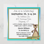 Invitation d'anniversaire d'animaux de zoo de lion (Dos)