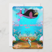 Invitation d'anniversaire d'animaux marins à l'aqu (Dos)