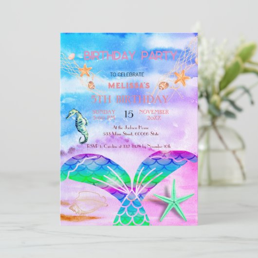 Invitation d'anniversaire d'animaux marins à l'aqu (Debout devant)