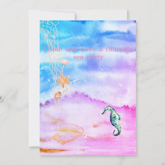 Invitation d'anniversaire d'animaux marins à l'aqu (Dos)