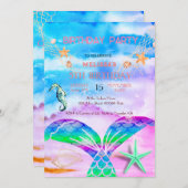 Invitation d'anniversaire d'animaux marins à l'aqu (Devant / Derrière)