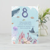 Invitation d'anniversaire d'animaux marins aquatiq (Debout devant)