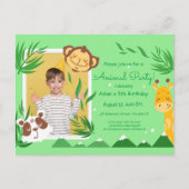 Invitation d'anniversaire d'animaux pour enfants, (Devant)