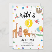 Invitation d'anniversaire d'animaux sauvages et à (Devant)