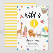 Invitation d'anniversaire d'animaux sauvages et à (Devant / Derrière)