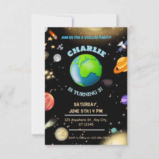 Invitation d'anniversaire dans la galaxie (Devant)