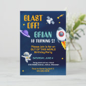 Invitation d'anniversaire dans l'espace (Debout devant)