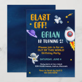 Invitation d'anniversaire dans l'espace (Devant / Derrière)