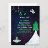 Invitation d'anniversaire dans l'espace (Devant / Derrière)