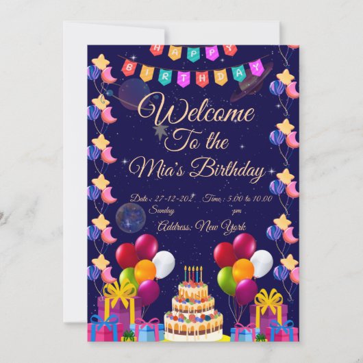 Invitation d'anniversaire dans l'espace | Fête de (Devant)